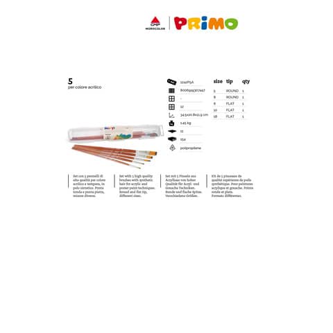 Portapennelli con pennelli Primo uso acrilico e tempera 1242P5A